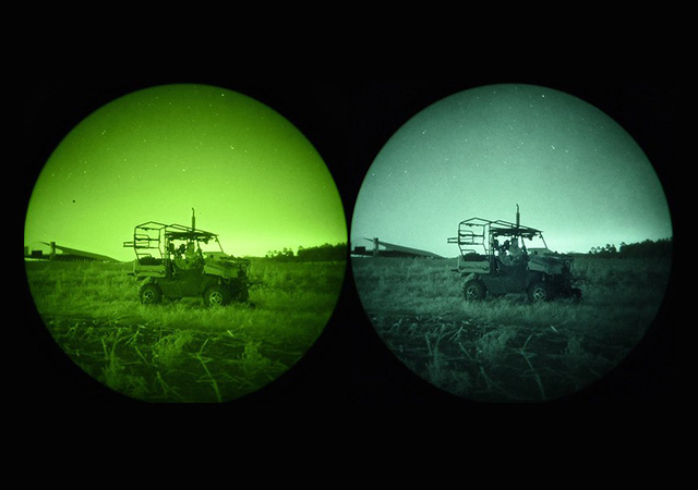 How low-light night vision devices work and the difference between green and white images
